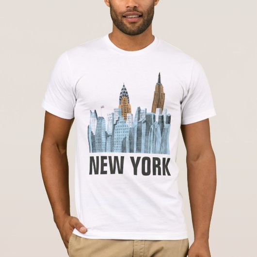 手描きのニューヨークシティ、NY Tシャツ (正面)