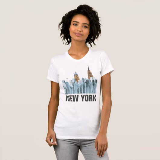 手描きのニューヨークシティ、NY Tシャツ (正面フル)
