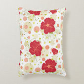 手描きのハイビスカスパターン アクセントクッション (正面(垂直))