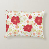 手描きのハイビスカスパターン アクセントクッション (裏面)