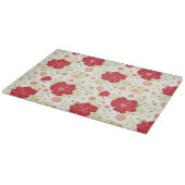 手描きのハイビスカスパターン カッティングボード (角)