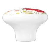 手描きのハイビスカスパターン セラミックノブ (側面)