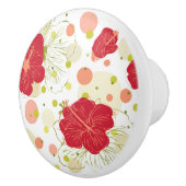 手描きのハイビスカスパターン セラミックノブ (右)