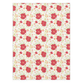 手描きのハイビスカスパターン テーブルクロス (正面)