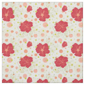 手描きのハイビスカスパターン ファブリック (見本)