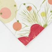 手描きのハイビスカスパターン フリースブランケット (角)