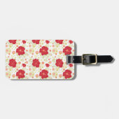 手描きのハイビスカスパターン ラゲッジタグ (正面横)