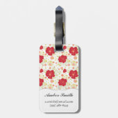 手描きのハイビスカスパターン ラゲッジタグ (裏面縦)