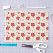 手描きのハイビスカスパターン 薄葉紙 (クラフト)