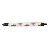 手描きのハイビスカスパターン 黒ボールペン (正面)