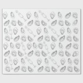 手描きのハマグリとシャンパンの航海 コースタル ギフト ラッピングペーパー (フラット)