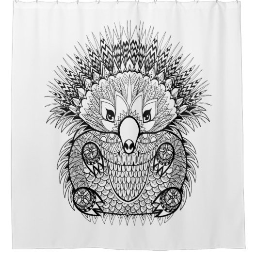 手描きのハリモグラの落書き シャワーカーテン (正面)