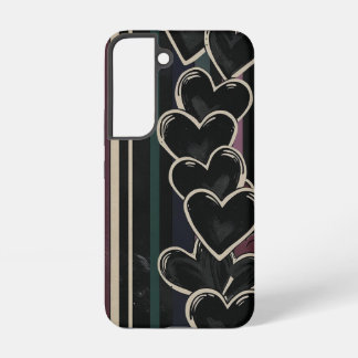 手描きのハートとムーディーな虹色ストライプ SAMSUNG GALAXY S22ケース