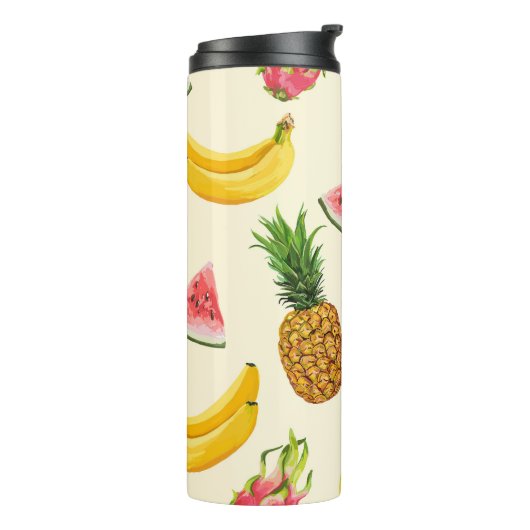 手描きのバナナ、スイカ:夏のパターン。 タンブラー (回転左)