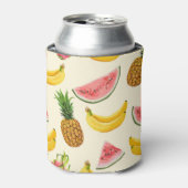 手描きのバナナ、スイカ：夏のパターン。 缶クーラー (缶正面)
