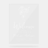 手描きのバラの花束 ブライダルシャワーのお出迎え アクリルサイン (正面)