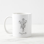 手描きのバラの花束 ブライドメイド コーヒーマグカップ (左)