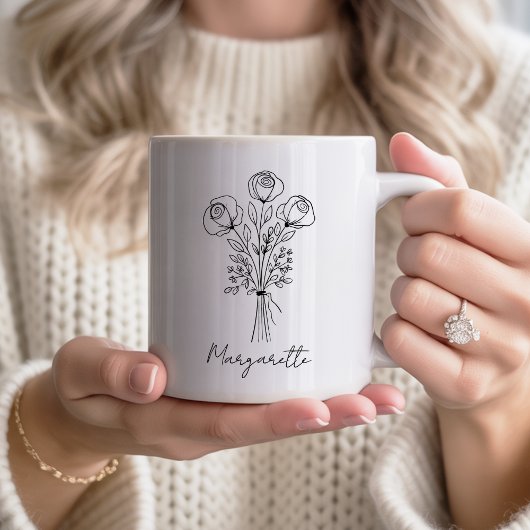 手描きのバラの花束 ブライドメイド コーヒーマグカップ