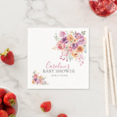 手描きのバラの花柄 ベビーシャワー スタンダードカクテルナプキン (インサイチュ)
