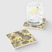 手描きのパイナップル ストーンコースター (横)