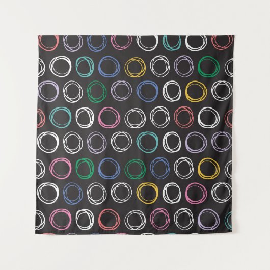 手描きのパターン（ブラシ付きの線）の継ぎ目のないパターン タペストリー (正面)