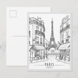 手描きのパリフランスの風景のランドマーク ポストカード