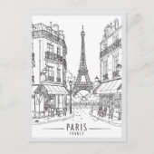 手描きのパリフランスの風景のランドマーク ポストカード (正面)