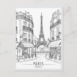 手描きのパリフランスの風景のランドマーク ポストカード