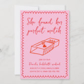 手描きのパーフェクトマッチ ピンクのバチェロレッテウィークエンド 招待状 (正面)