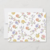 手描きのパープルの花のブライダルシャワー サンキューカード (裏面)