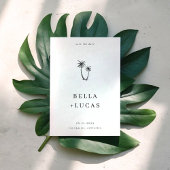 手描きのパームツリーがトロピカルなQRコードの結婚式 セーブザデート