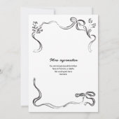 手描きのパールとプロセッコ ブライダルシャワー 招待状 (裏面)