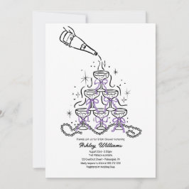 手描きのパールとプロセッコ ブライダルシャワー 招待状