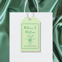 手描きのビキニとマティーニの弓、独身最後の会 ギフトタグ