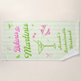 手描きのビキニとマティーニの独身最後のパーティー ビーチタオル