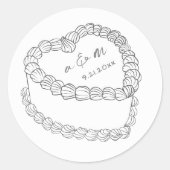 手描きのビンテージケーキの幻想的な結婚式 ラウンドシール (正面)
