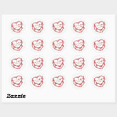 手描きのビンテージケーキ 赤 かわいい結婚式 ラウンドシール (シート)
