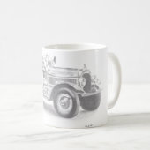 手描きのビンテージ消防車のスケッチ コーヒーマグカップ (正面右)