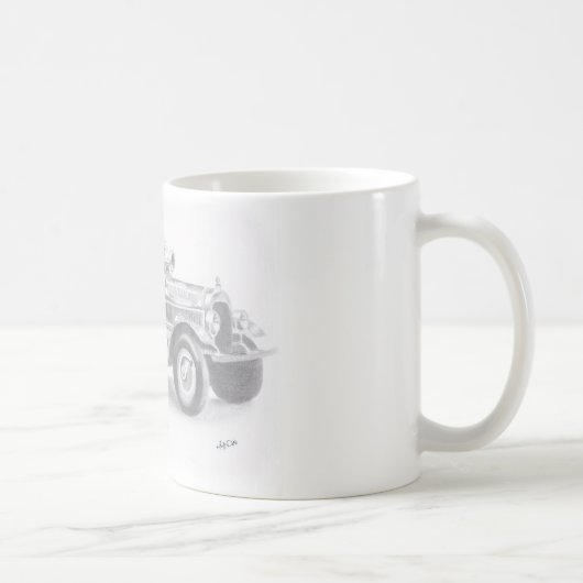 手描きのビンテージ消防車のスケッチ コーヒーマグカップ (右)