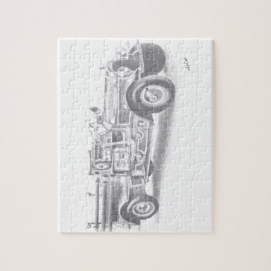 手描きのビンテージ消防車のスケッチ ジグソーパズル (縦)
