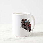 手描きのビンテージ蒸気機関車 セラミック コーヒー コーヒーマグカップ (正面右)