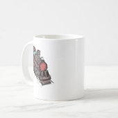 手描きのビンテージ蒸気機関車 セラミック コーヒー コーヒーマグカップ (正面左)