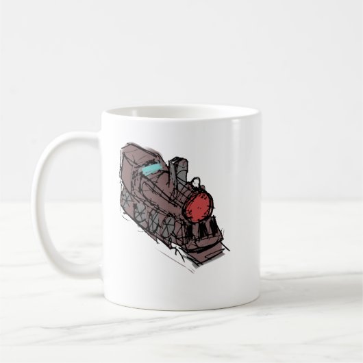 手描きのビンテージ蒸気機関車 セラミック コーヒー コーヒーマグカップ (左)