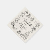 手描きのビンテージ風おしゃれな結婚式 スタンダードカクテルナプキン (角)