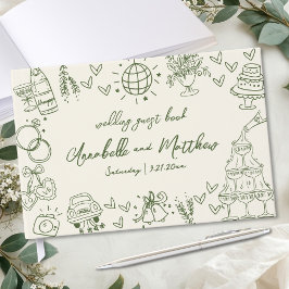 手描きのビンテージ風レトロな結婚式 ゲストブック