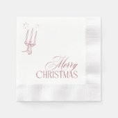 手描きのビンテージ 赤いクリスマスパーティー 縁ありカクテルナプキン (正面)