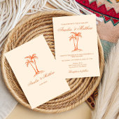 手描きのビーチヤシの木のウィスキカルウェディング 招待状