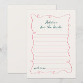 手描きのピンクとグリーンのフレーム アドバイスカード 招待状 (正面/裏面)