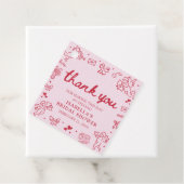 手描きのピンクと赤のハート バレンタイン ブライダルシャワー フェイバータグ (インサイチュ)