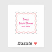 手描きのピンクのウェーブボーダー ブライダルシャワー 可愛い シール (シート)